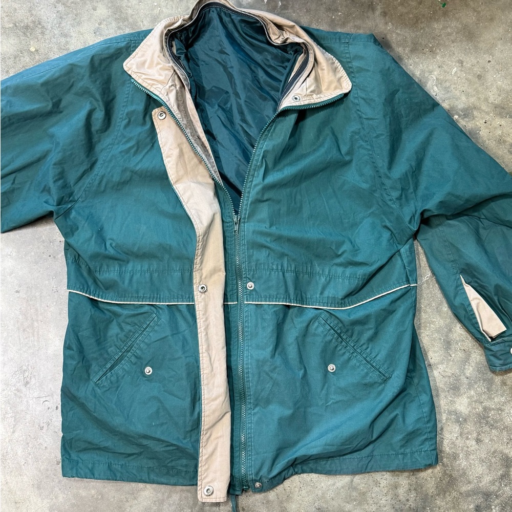 Vintage Men's Teal and Beige Jacket